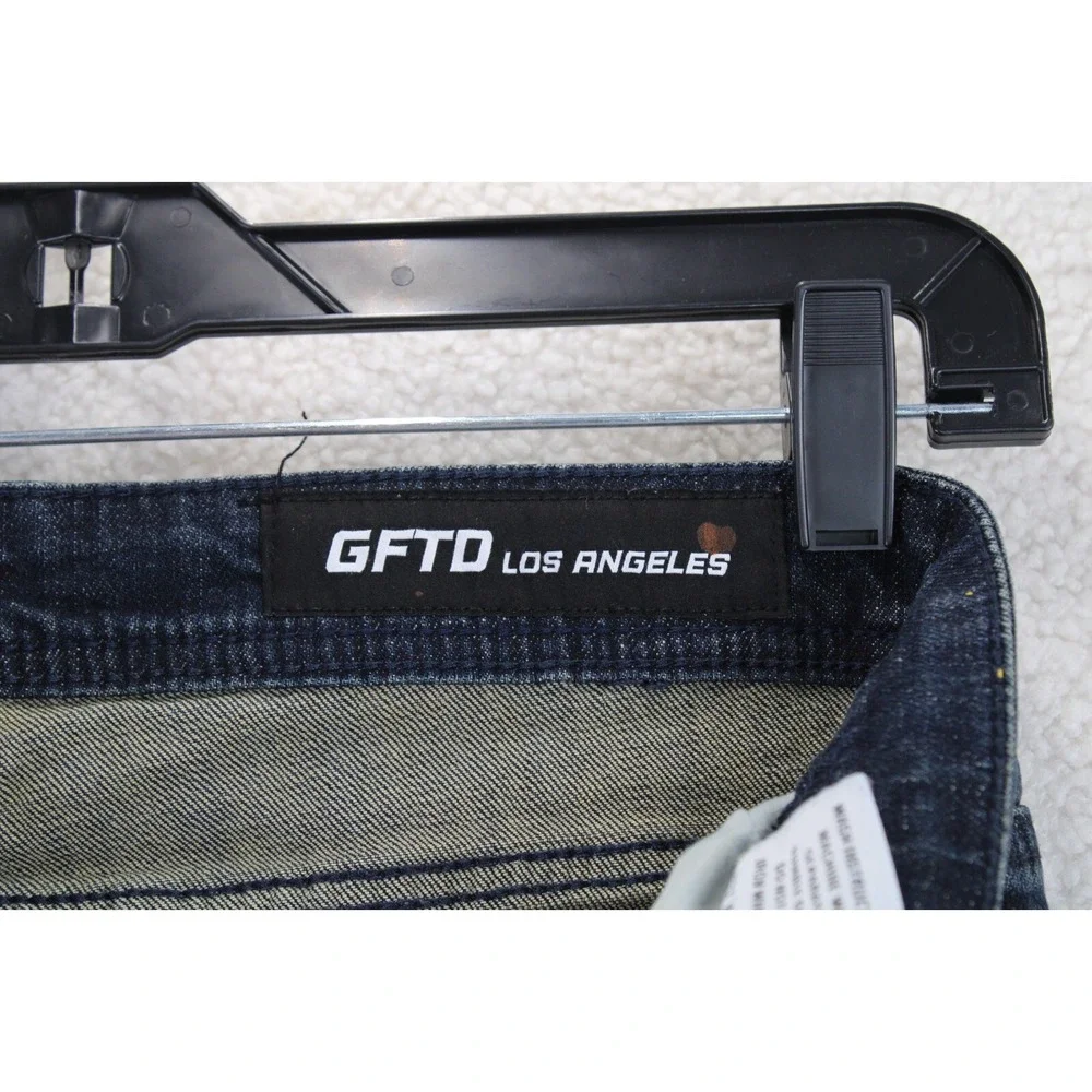 GFTD Los Angeles Distressed‎ Slim Jeans Mens 32 Blue Paint Splatter Streetwear